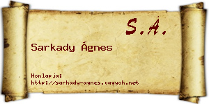 Sarkady Ágnes névjegykártya