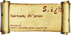 Sarkady Ágnes névjegykártya